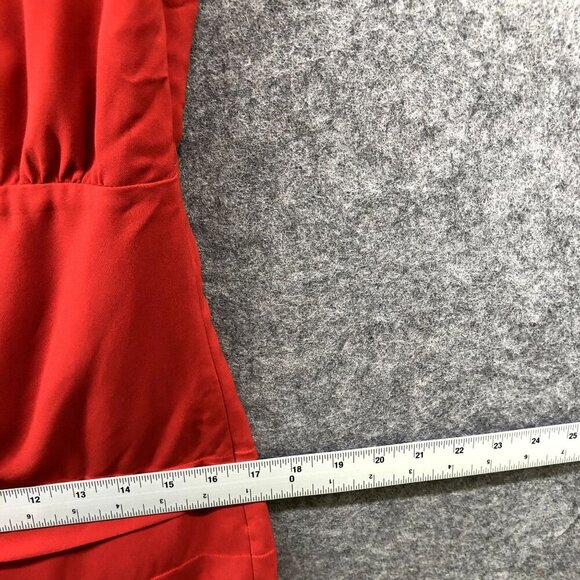 Nicole Miller Sheath Dress Size 10 Red Silk Blend Cap Sleeve Pleated Formal - Picture 7 of 10